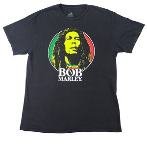 Bob Marley Zion Rootswear Graphic T‎ Shirt Black Cotton Size L